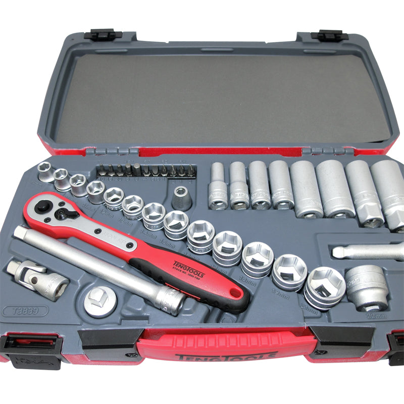 Teng Tools 39 piece 3/8 inch Metric Ratchet Socket Tool Kit Set Bits TX10-TX20 T3839