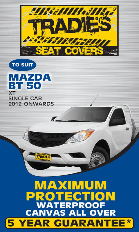 Tradies Full Canvas Seat Covers Suits Mazda BT-50 XT Series Single Cab 2012-7/2020 1 Row PCZ214CVCHA