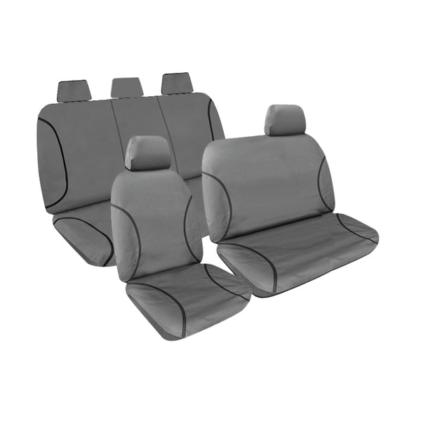 Tradies Full Canvas Seat Covers suits Toyota Hilux Workmate Dual Cab 5/2005-6/2015 Grey