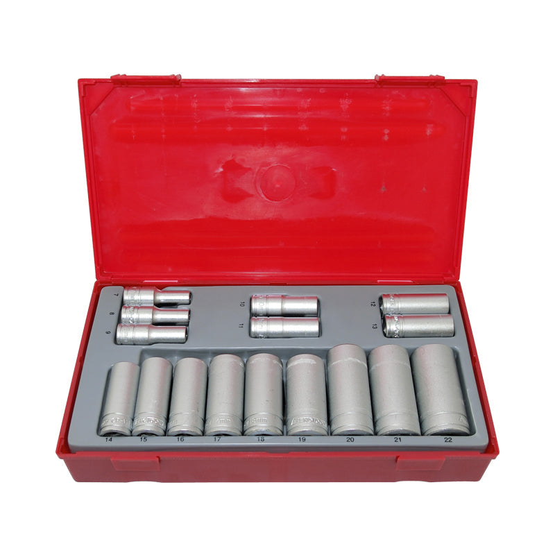 Teng Tools 16 Piece 3/8 inch Drive Metric Deep Socket Set TT3816