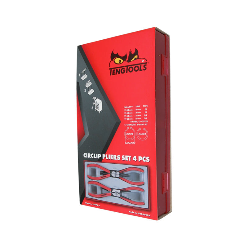 Teng Tools - 4 Piece 7 inch Mega Bite Circlip Pliers Set TT474-7