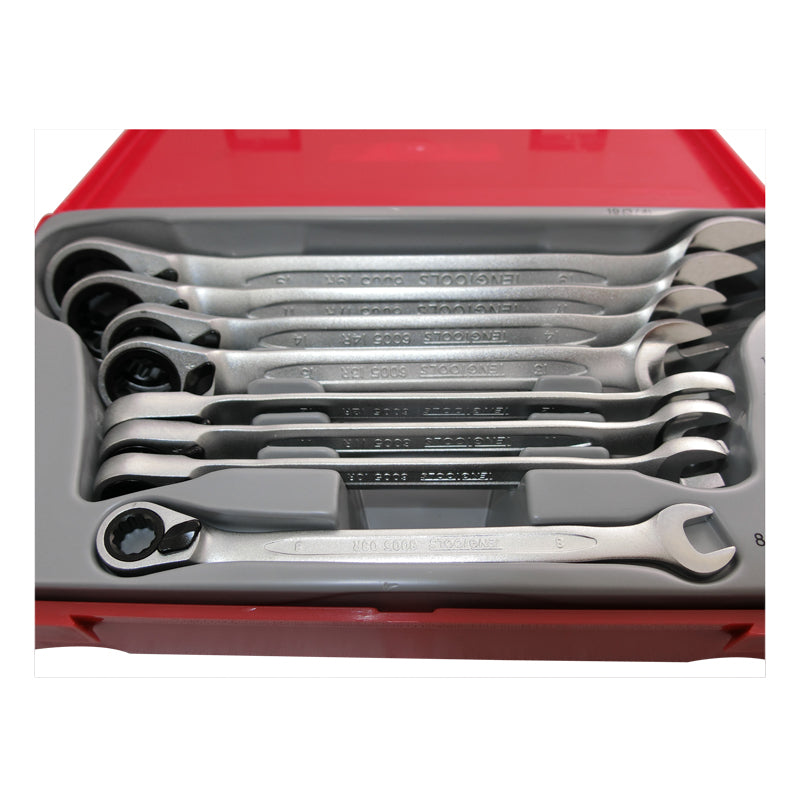 Teng Tools 8 Piece Metric Ratchet Spanner Set Kit Ratcheting TT6508R