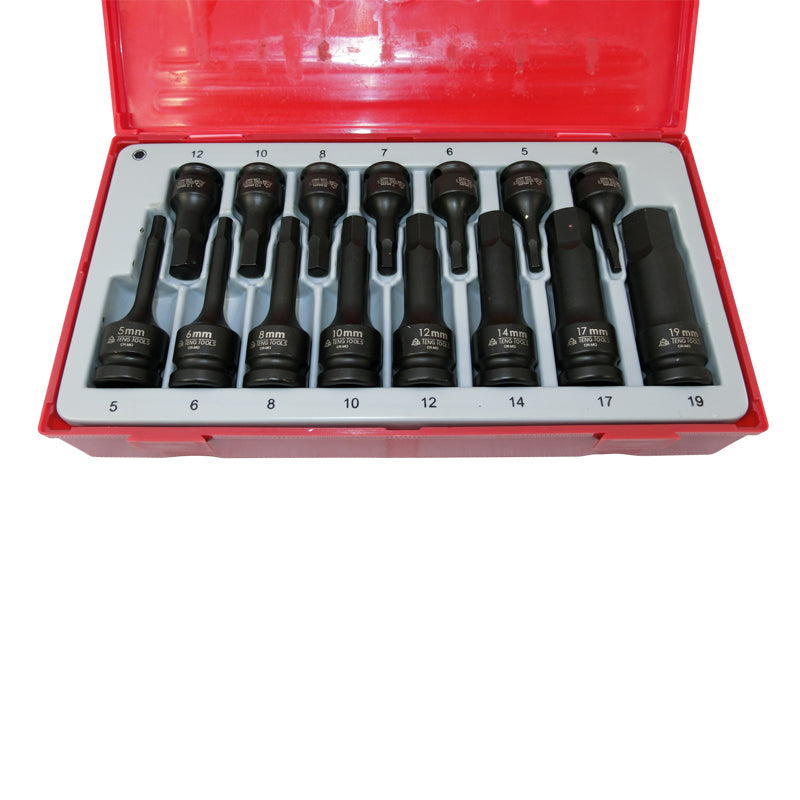 Teng Tools 15 Piece 3/8 and 1/2 inch Drive Hex Impact Socket Bit Set TT9015HX