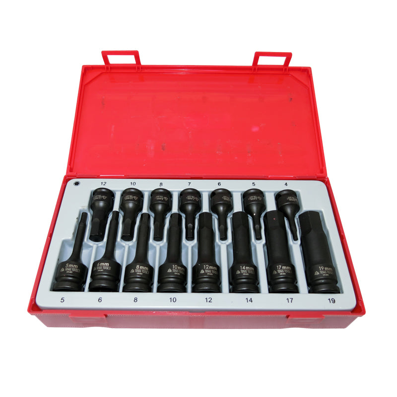 Teng Tools 15 Piece 3/8 and 1/2 inch Drive Hex Impact Socket Bit Set TT9015HX