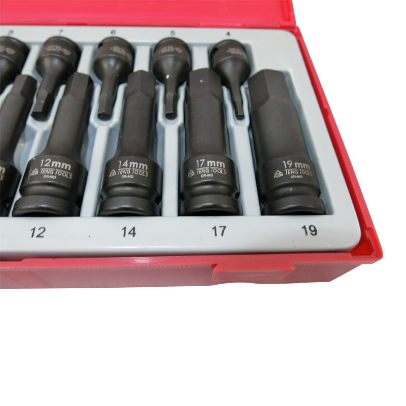 Teng Tools 15 Piece 3/8 and 1/2 inch Drive Hex Impact Socket Bit Set TT9015HX