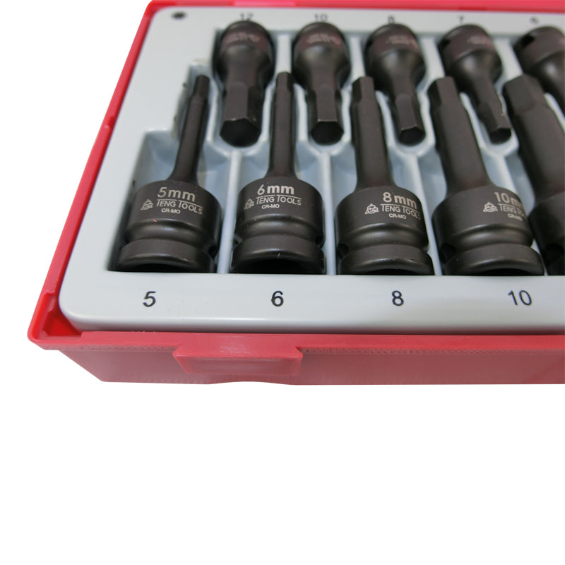 Teng Tools 15 Piece 3/8 and 1/2 inch Drive Hex Impact Socket Bit Set TT9015HX