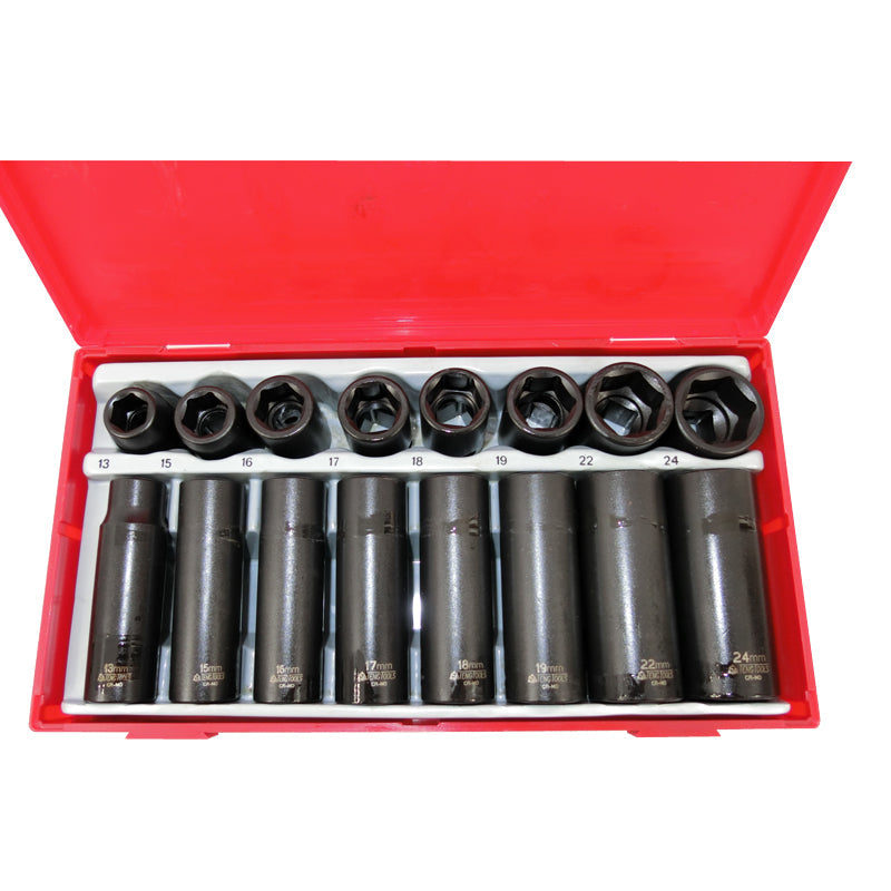 Teng Tools 16 Piece 1/2 inch Drive Impact Socket Set TT9116N