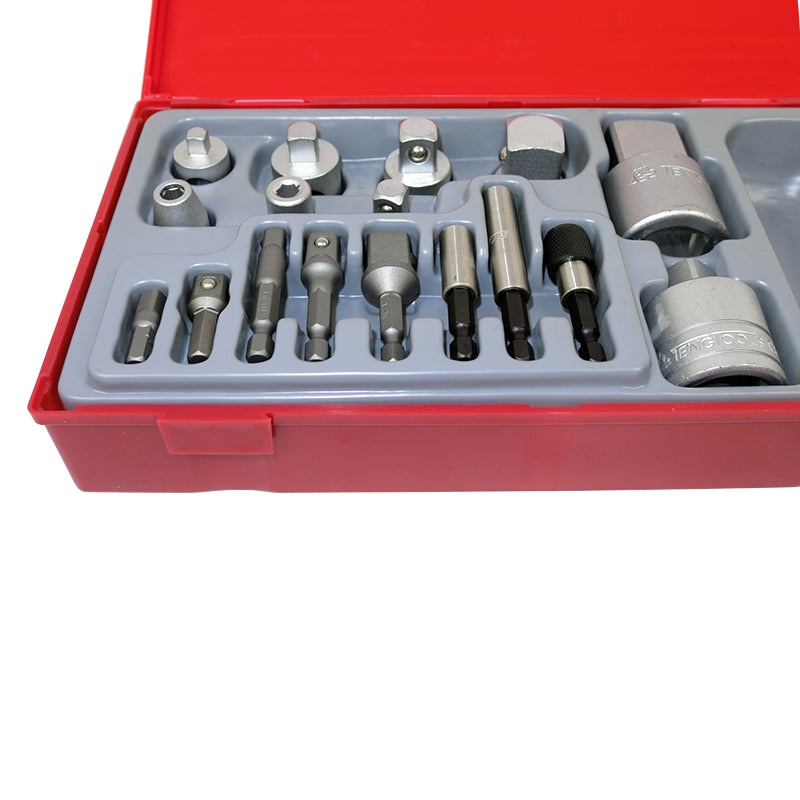 Teng Tools 17 Piece Adaptor Set Hex Square TTADP17