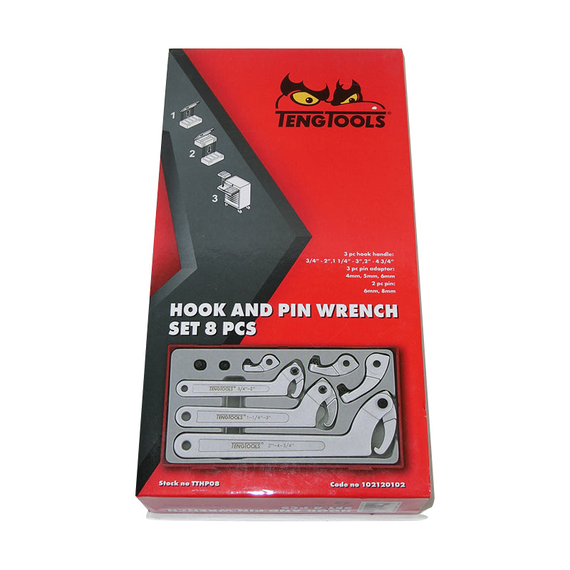 Teng Tools - 8Pc Hook & Pin Wrench Set TC-Tray TTHP08