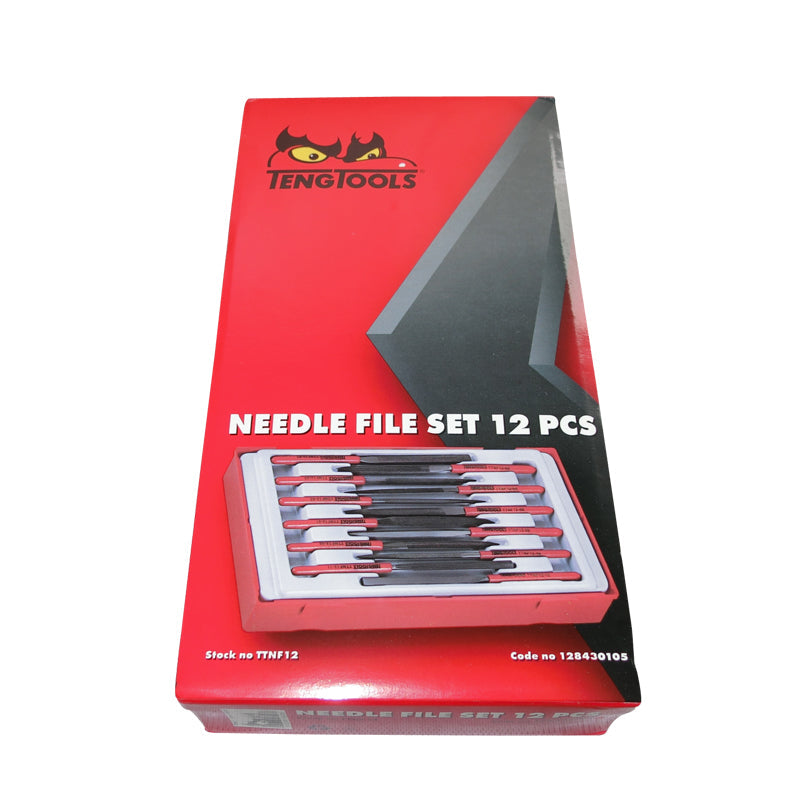 Teng Tools - 12 Piece  Needle File Set TC-Tray Flat TTNF12