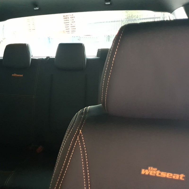 Wet Seat Black Neoprene Seat Covers Suits Mazda BT-50 Dual Cab 7/2015-7/2020 Orange Stitching