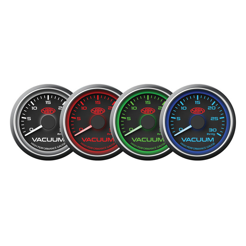 Saas 52mm 2 Inch Car Vacuum Gauge Black Face Multi Colour